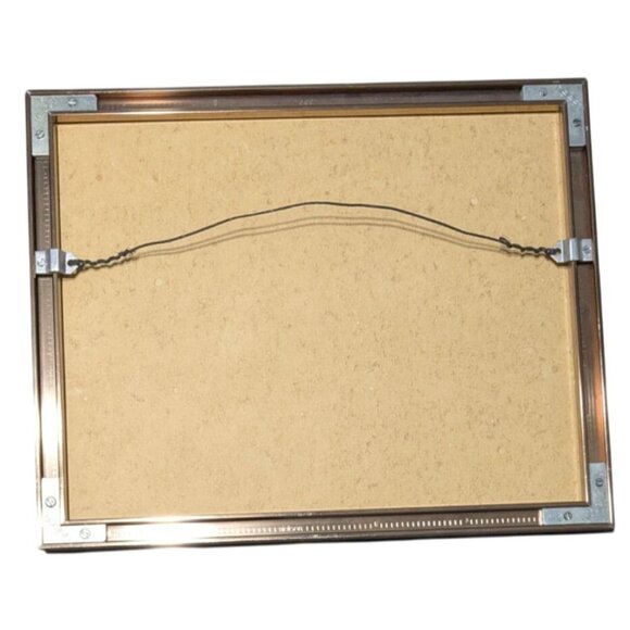 Framed Watercolor Landscape Painting Lavender Mat Rose-Gold Frame signed - Picture 2 of 15